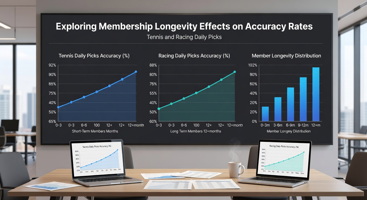 Data visualization comparing accuracy rates by membership length in tennis and racing tips