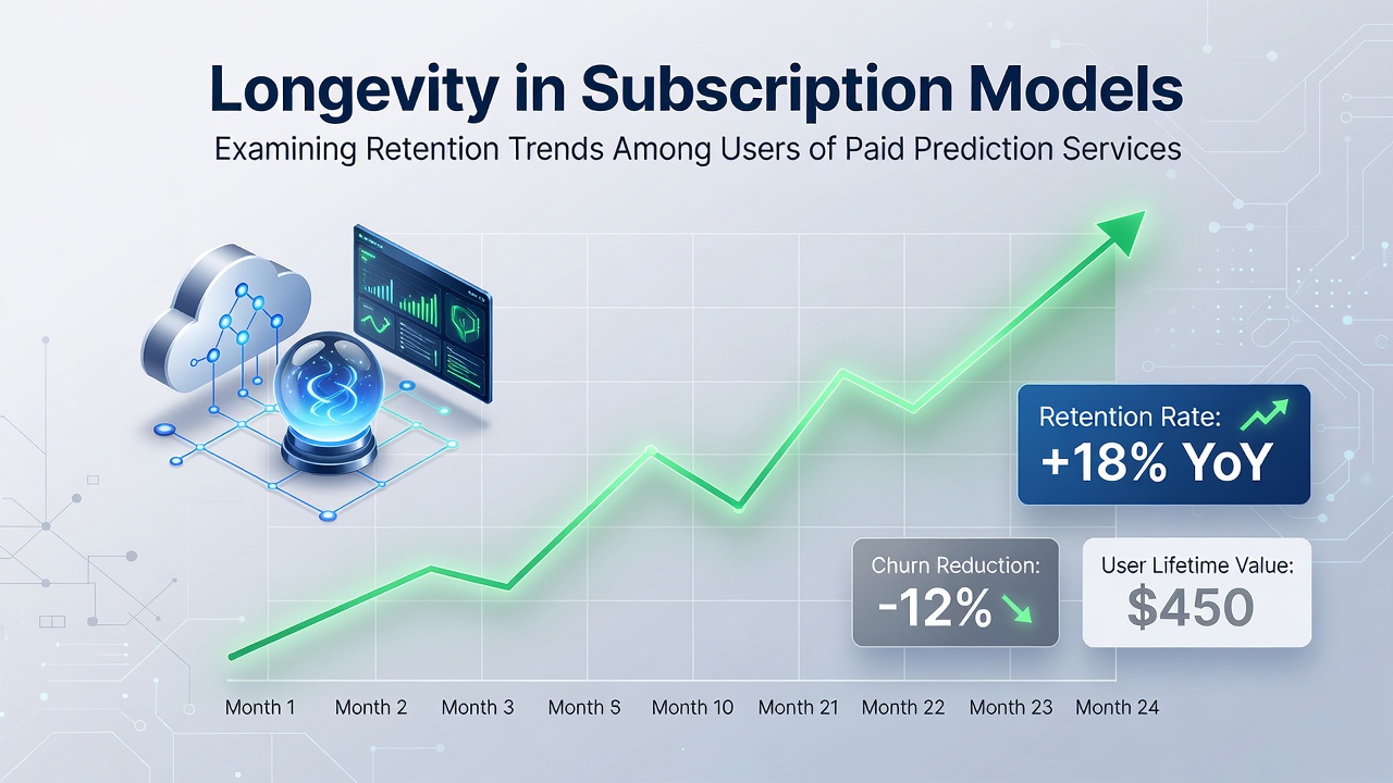 Chart illustrating churn rates and renewal percentages for prediction service subscribers segmented by subscription length