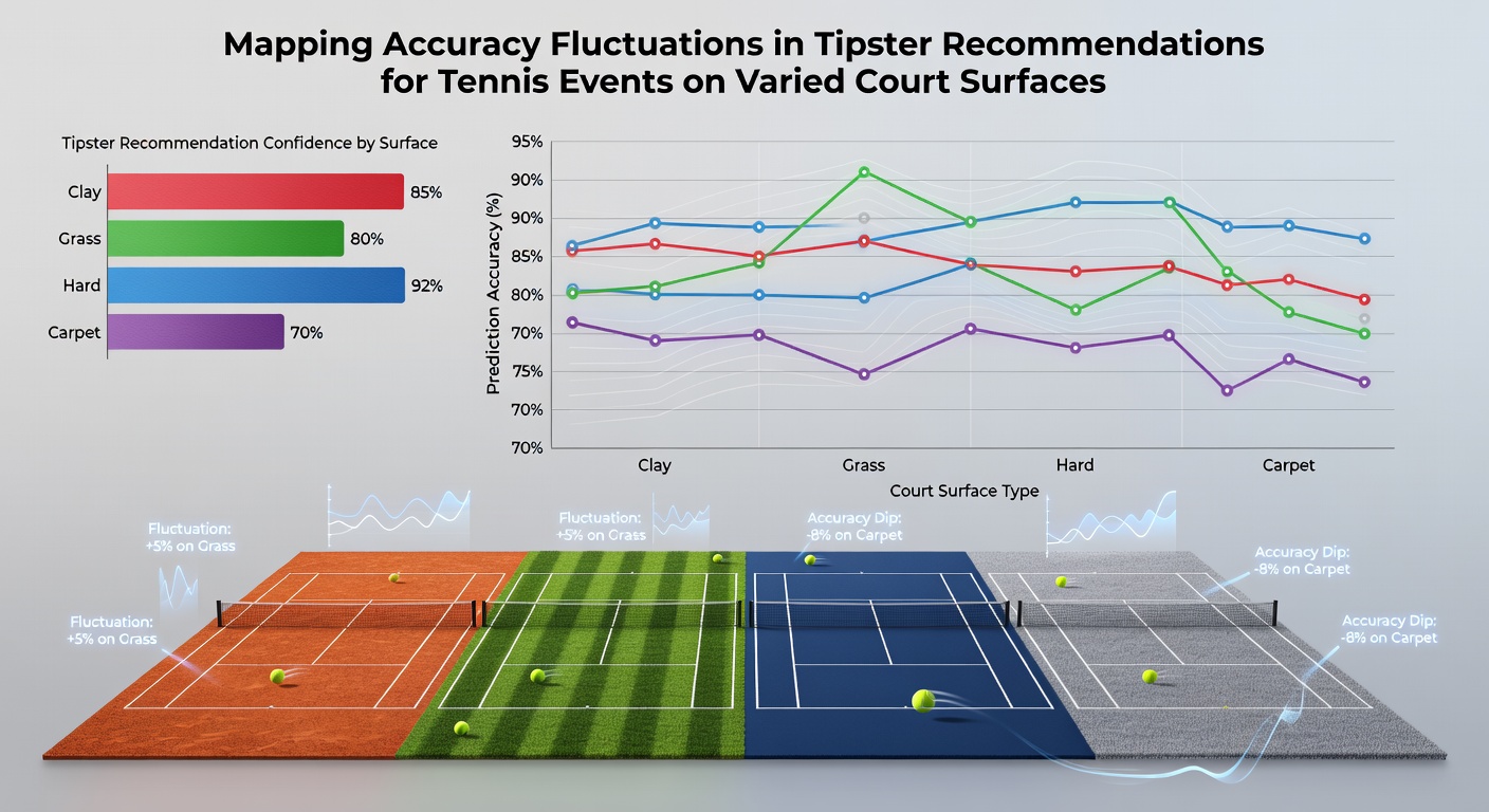 Detailed chart mapping tipster recommendation success rates on clay versus grass and hard court tennis surfaces over multiple seasons
