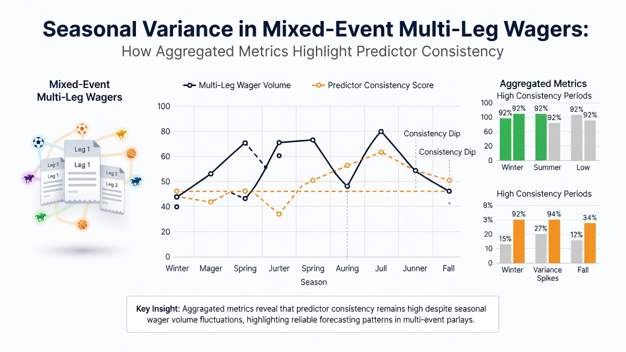 Infographic showing predictor consistency rates across disciplines using aggregated seasonal metrics