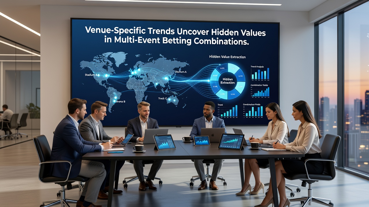 Data visualization of multi-event betting performance across different international venues with trend lines and probability charts